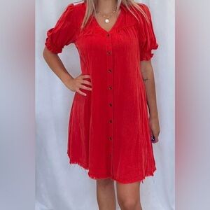 Umgee Red Button-Down Dress